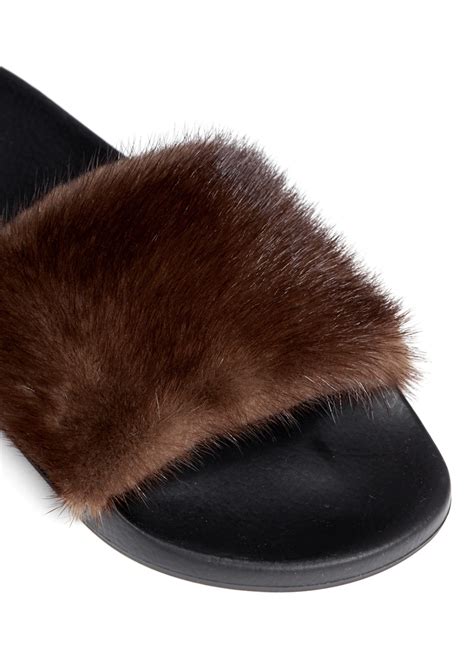 givenchy mink fur slide sandal|givenchy slippers sale.